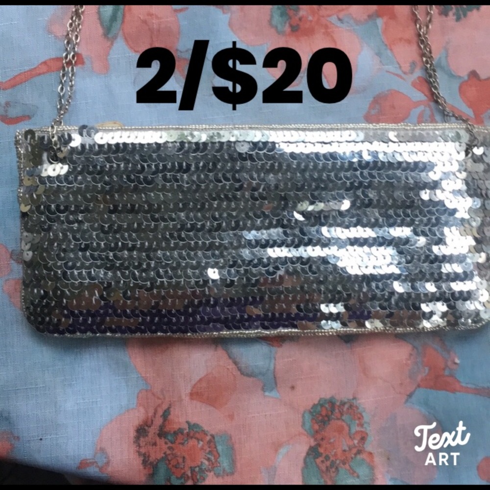 New York & Co. Silver Sequined Evening Bag